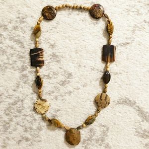 Brown & beige boho stone pullover necklace